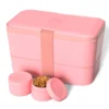 Alice Delice Repas Nomade^Bento encastrable 2 pots et couverts 1.5L rose - Umami