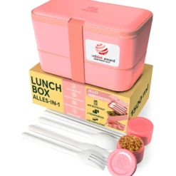 Alice Delice Repas Nomade^Bento encastrable 2 pots et couverts 1.5L rose - Umami