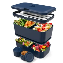 Alice Delice Repas Nomade^Bento encastrable 2 pots et couverts 1.5L bleu - Umami