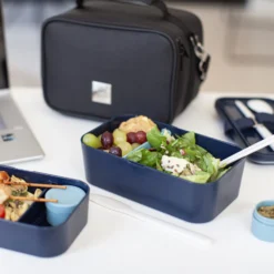Alice Delice Repas Nomade^Bento encastrable 2 pots et couverts 1.5L bleu - Umami