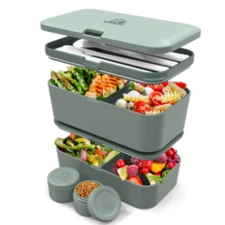 Alice Delice Repas Nomade^Bento encastrable 2 pots et couverts 1.5L vert - Umami