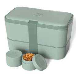 Alice Delice Repas Nomade^Bento encastrable 2 pots et couverts 1.5L vert - Umami
