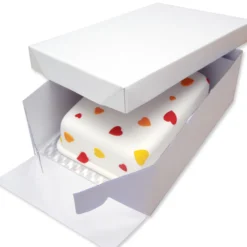 PME Support, Transport^Boîte et support à gâteau rectangulaire en carton blanc et a