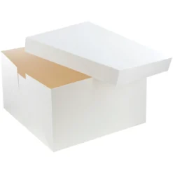 Alice Delice Support, Transport^Boîte à gâteaux blanche 35.5 x 35.5 x 22.8 cm - Patisdécor