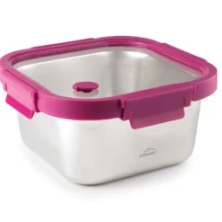 Lacor Repas Nomade^Boîte hermétique carrée en inox 640ml + couvercle en verre