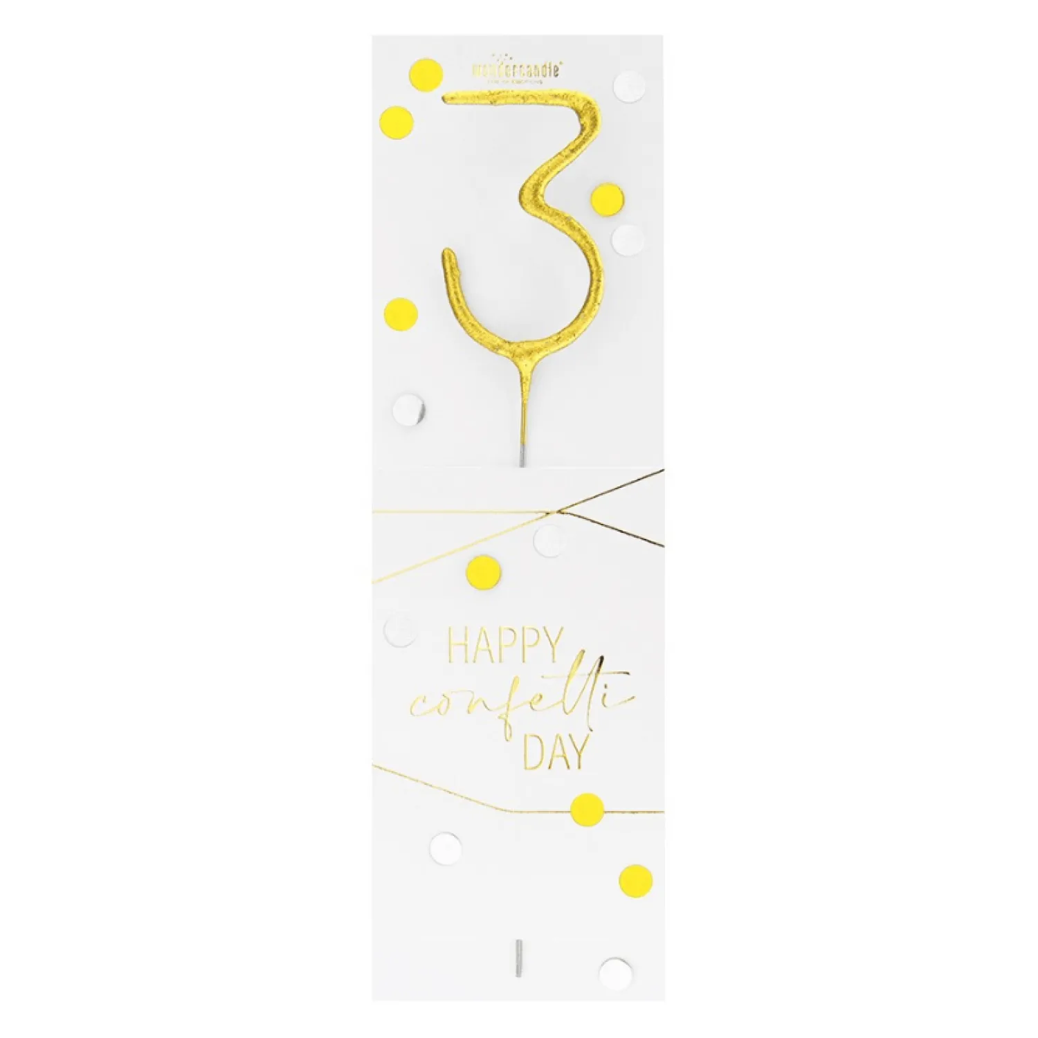 Wondercandle Décors De Pâtisserie|Décors Non Comestibles^Bougie chiffre 3 Happy confetti -