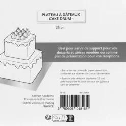 Alice Delice Support, Transport^Cake drum : base épaisse pour gâteau carrée argentée 25 cm