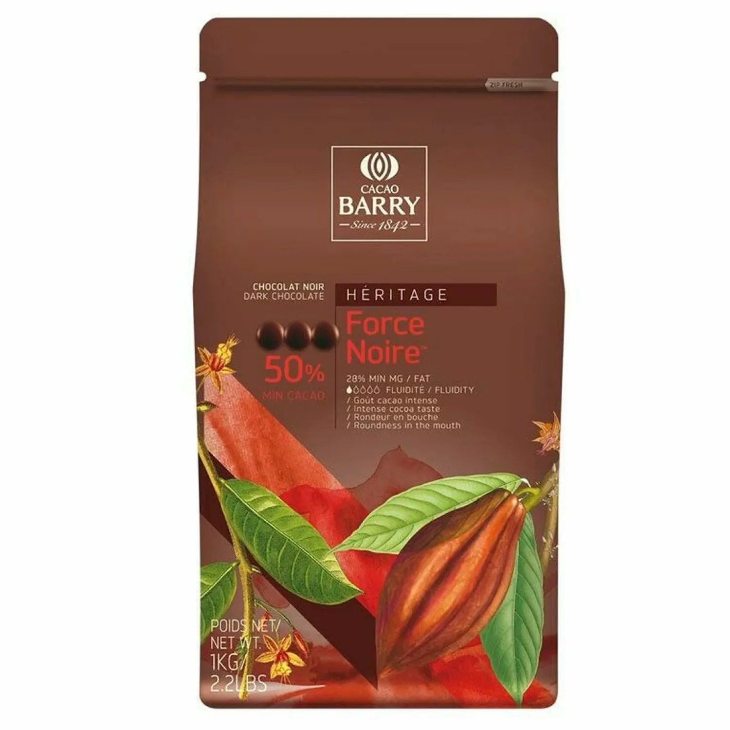 Barry Chocolat^Chocolat à pâtisser noir Force Noire 50% 1 kg -