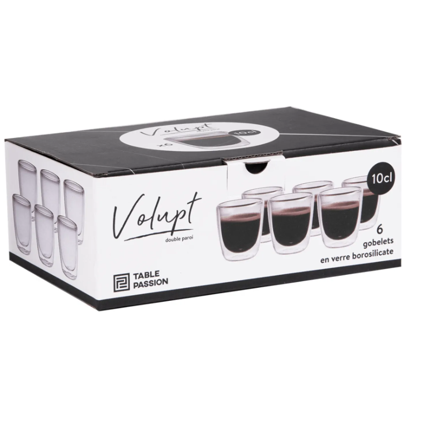Table passion Vaisselle|Mug, Tasses Et Bols^Coffret 6 tasses double paroi Volupt 10cl -