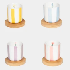 Table passion Vaisselle|Mug, Tasses Et Bols^Coffret 4 tasses + sous tasses 10cl Bandol -