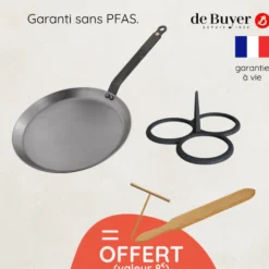 Alice Delice Cuisson Sur Plaque|Poêles^Crêpière acier 30 cm et moule pancakes + accessoires offerts