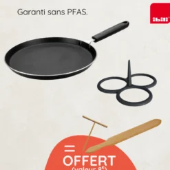 Ibili Cuisson Sur Plaque|Poêles^Crêpière revêtue 28cm et moule pancakes + accesoires offerts