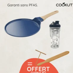 Cookut Cuisson Sur Plaque|Poêles^Crêpière revêtue myrtille 28 cm + accessoires offerts