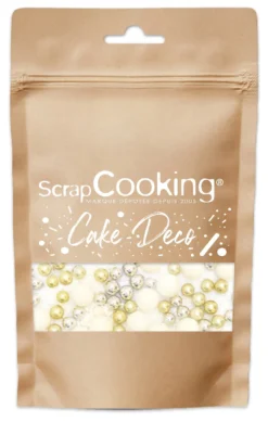 Scrapcooking Décors De Pâtisserie|Décors Comestibles^Décor parsemer Perles Blanc Or Argent 85 g -