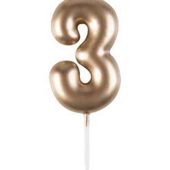 Alice Delice Décors De Pâtisserie|Décors Non Comestibles^Mini bougie dorée 3 hauteur 4.5 cm