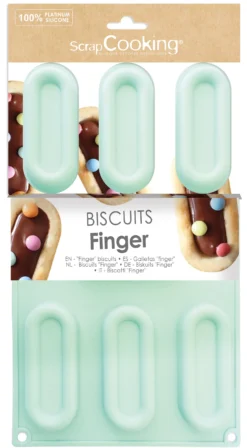 Scrapcooking Moules Individuels^Moule en silicone 7 biscuits fingers -