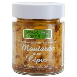 Savor et Sens Moutardes, Sauces Et Condiments|Epicerie^Moutarde Bio aux Cèpes 130 gr -