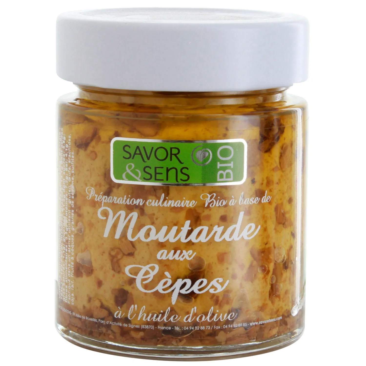 Savor et Sens Moutardes, Sauces Et Condiments|Epicerie^Moutarde Bio aux Cèpes 130 gr -