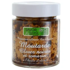 Savor et Sens Epicerie|Moutardes, Sauces Et Condiments^Moutarde Bio Olives noires romarin 130 gr -