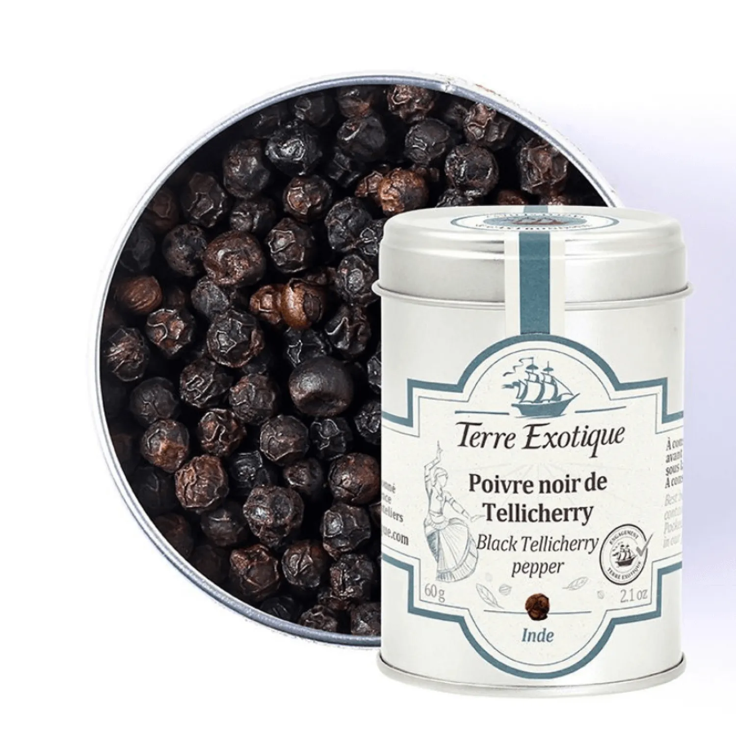 Terre Exotique Epicerie|Poivres & Baies^Poivre noir de Tellichery 60 gr -