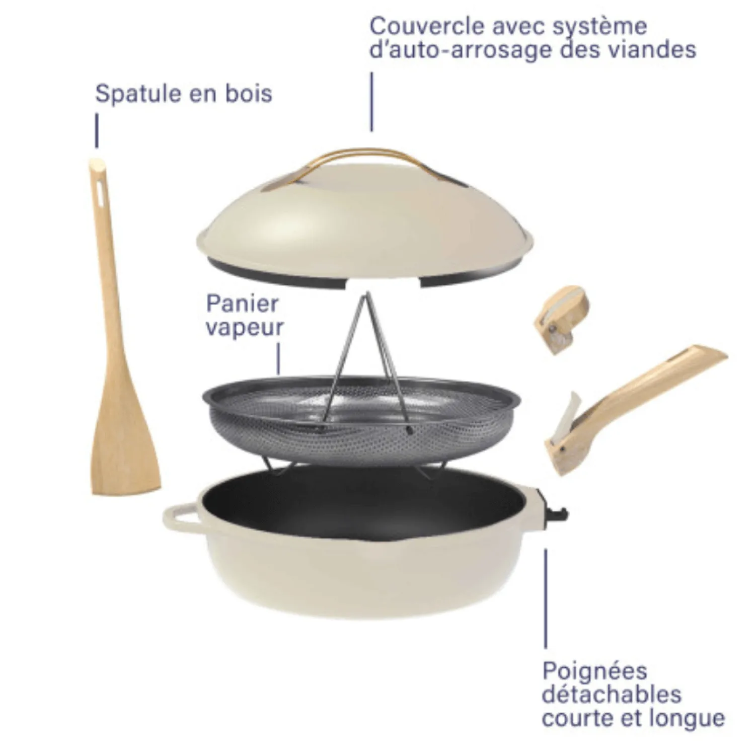 Cookut Cuisson Sur Plaque|Poêles^Poêle 8 en 1 La Fabuleuse 28 cm Meringue ss PFAS -