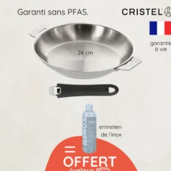 Cristel Cuisson Sur Plaque|Poêles^Poêle inox amovible Mutine 24cm + produit d'entretien offert