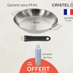 Cristel Cuisson Sur Plaque|Poêles^Poêle inox amovible Mutine 28cm + produit d'entretien offert
