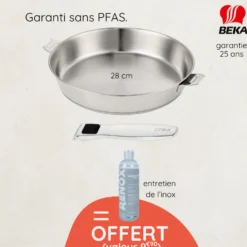 Beka Cuisson Sur Plaque|Poêles^Poêle inox 28 cm avec poignée + produit d'entretien offert