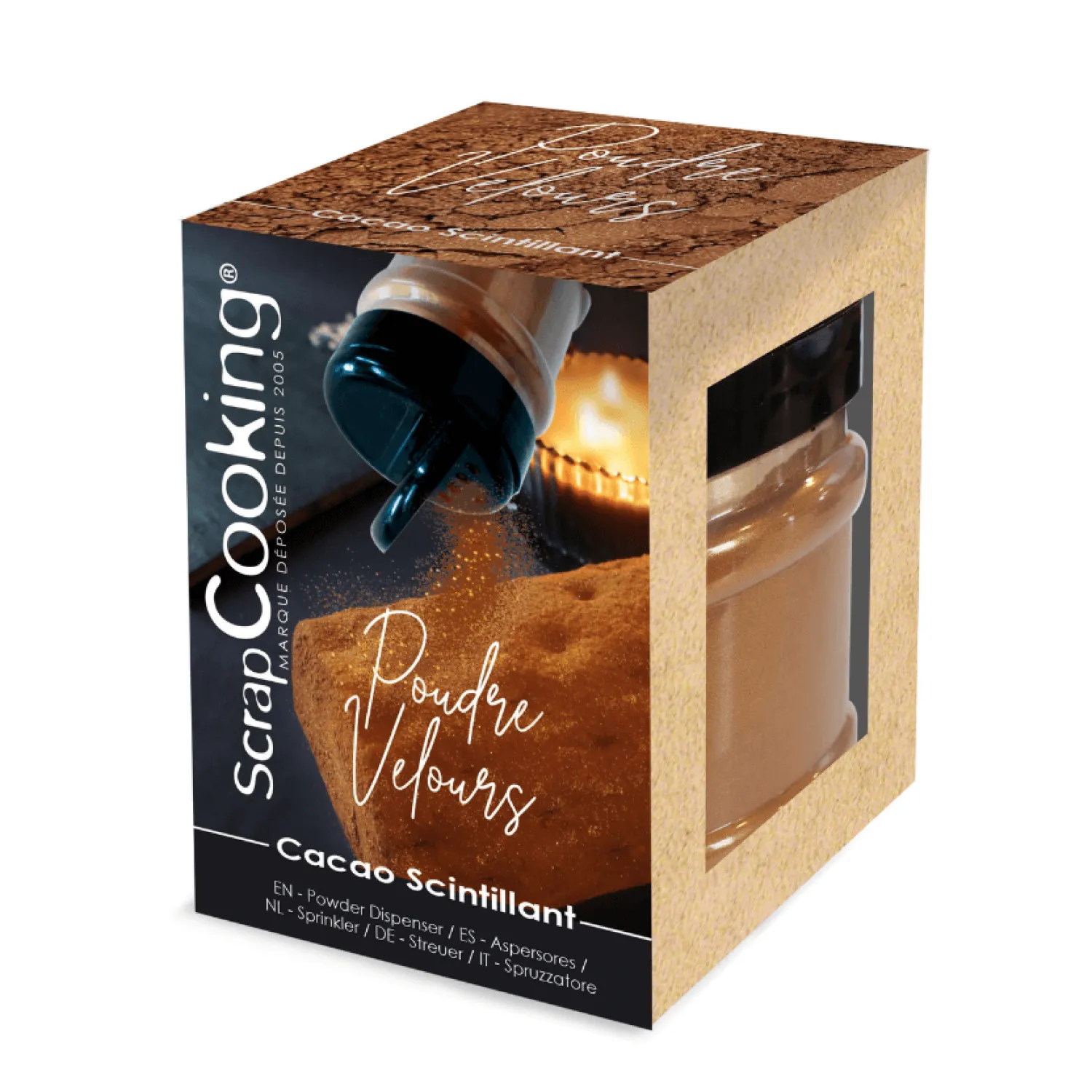 Scrapcooking Colorants Alimentaires^Poudre de velours Cacao Scintillant 80 g -