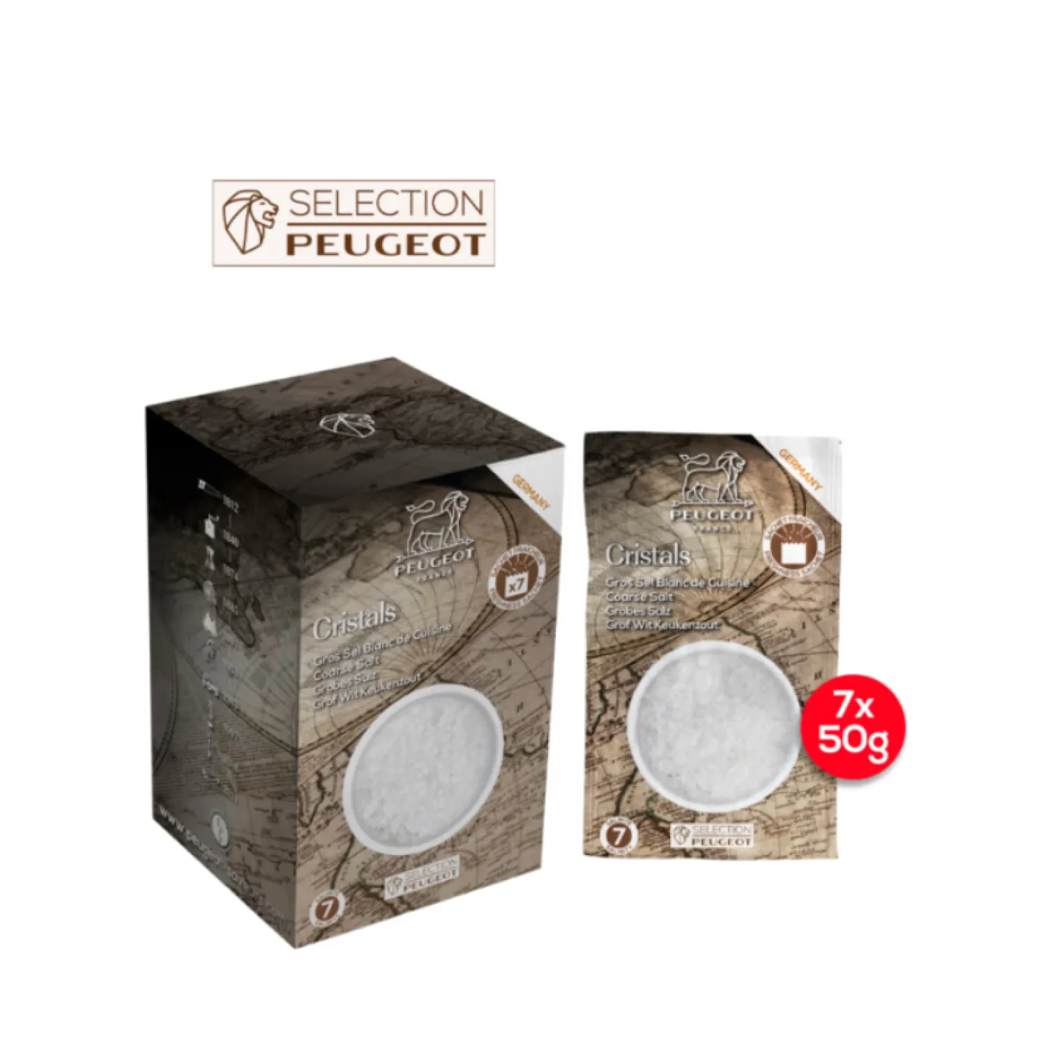 Peugeot Epicerie|Sels^7 sachets de 50 grammes de sel -