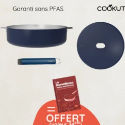 Cookut Cuisson Sur Plaque|Sauteuses^Sauteuse inox La Merveilleuse 28 cm myrtille + livre offert