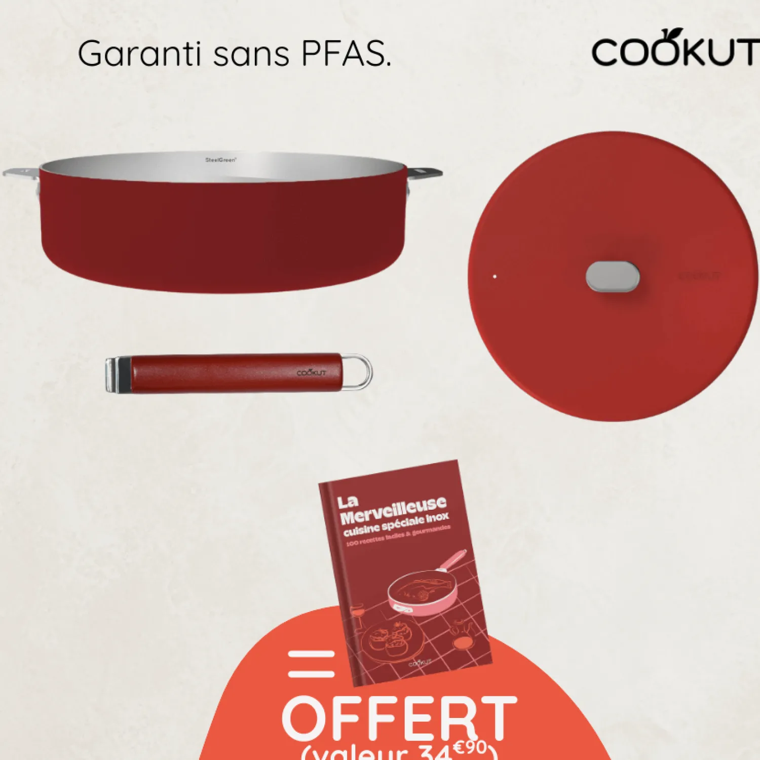 Cookut Cuisson Sur Plaque|Sauteuses^Sauteuse inox La Merveilleuse 28 cm passion + livre offert