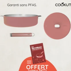 Cookut Cuisson Sur Plaque|Sauteuses^Sauteuse inox La Merveilleuse 28 cm guimauve + livre offert