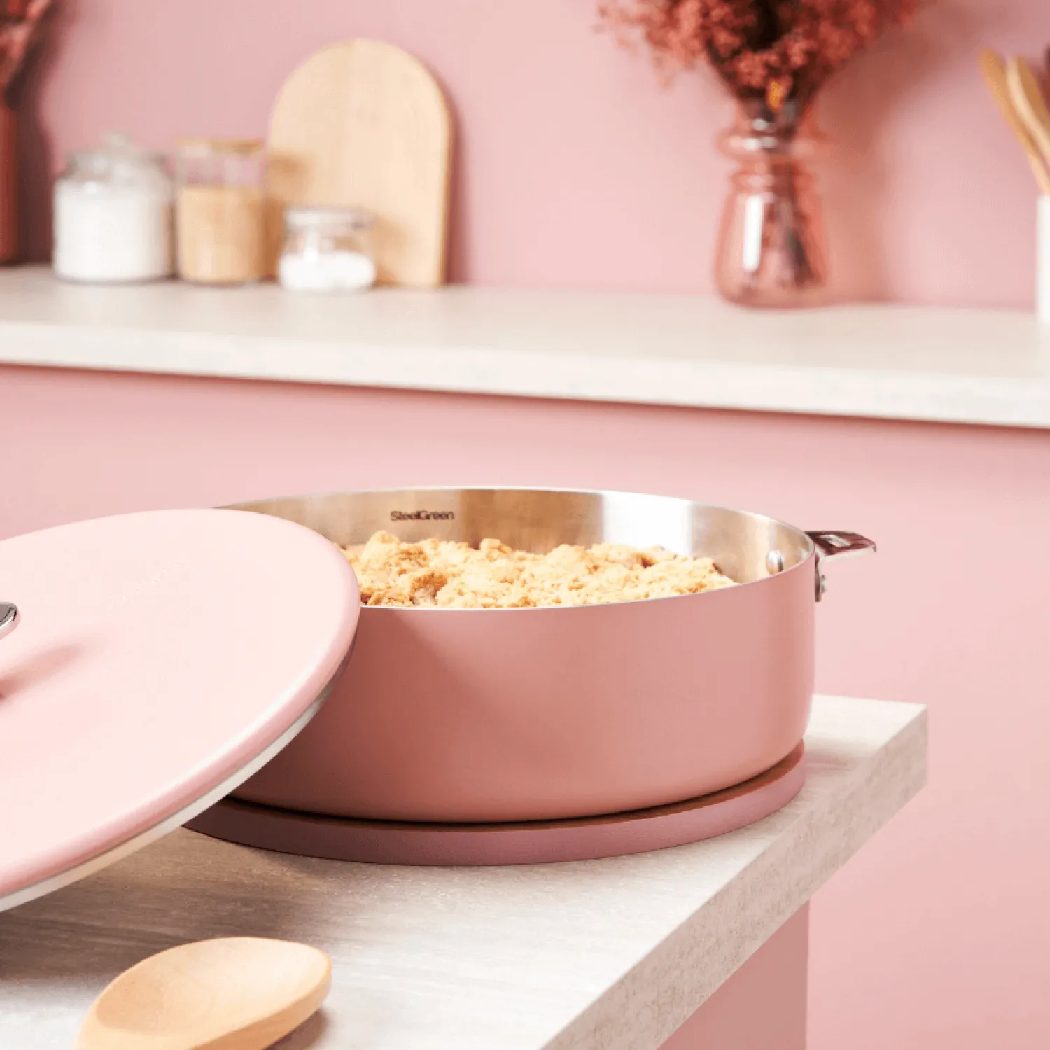 Cookut Cuisson Sur Plaque|Sauteuses^Sauteuse inox La Merveilleuse 28 cm guimauve + livre offert