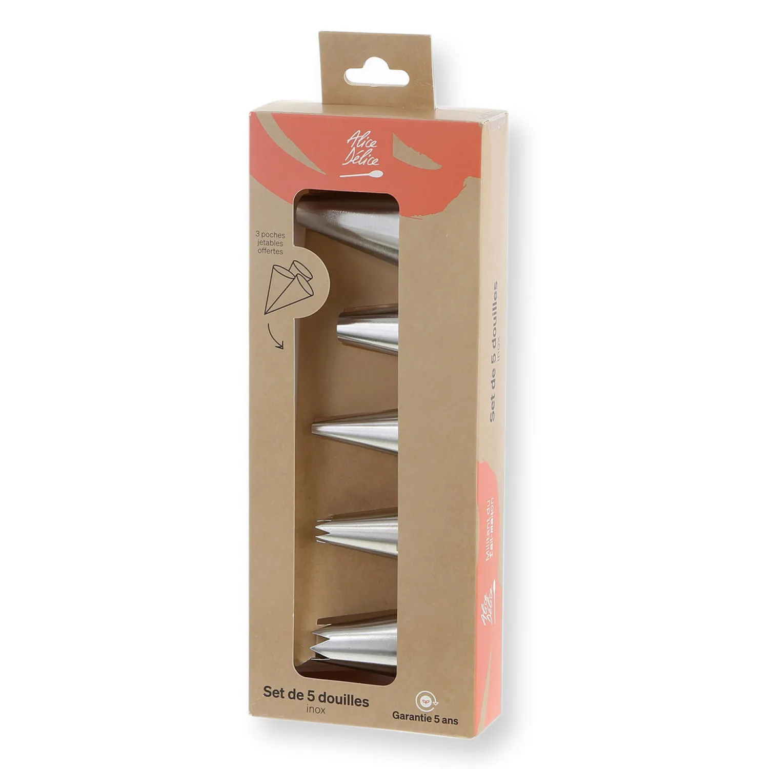 Alice Delice Poches & Douilles^Set 5 douilles en inox et 3 poches jetables - Alice Délice