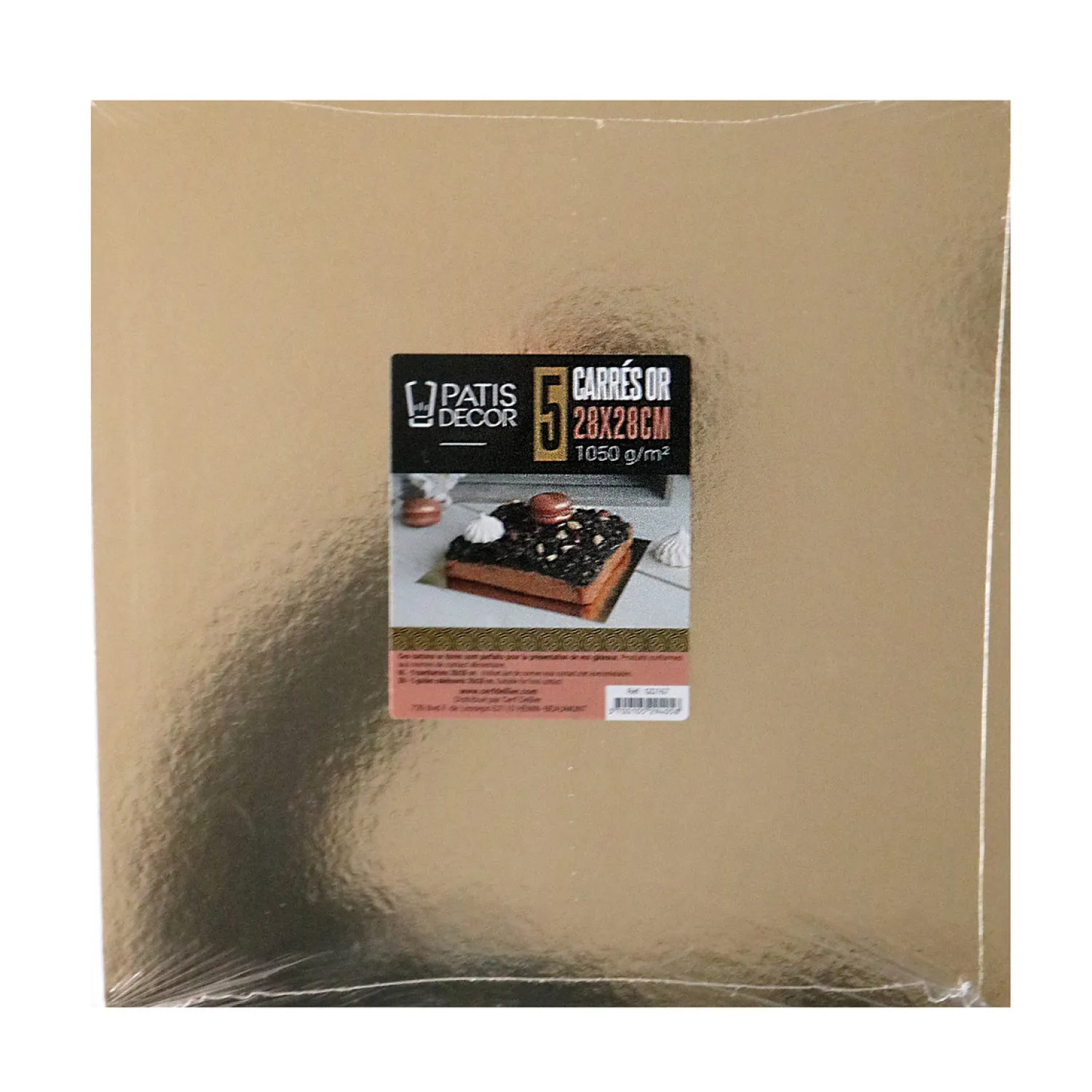 Patisdecor Support, Transport^5 supports à gâteaux carrés dorés et noirs 28 x 28 cm - Pat