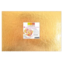 Scrapcooking Support, Transport^5 supports à gâteaux rectangulaires dorés et noirs 20 x 30
