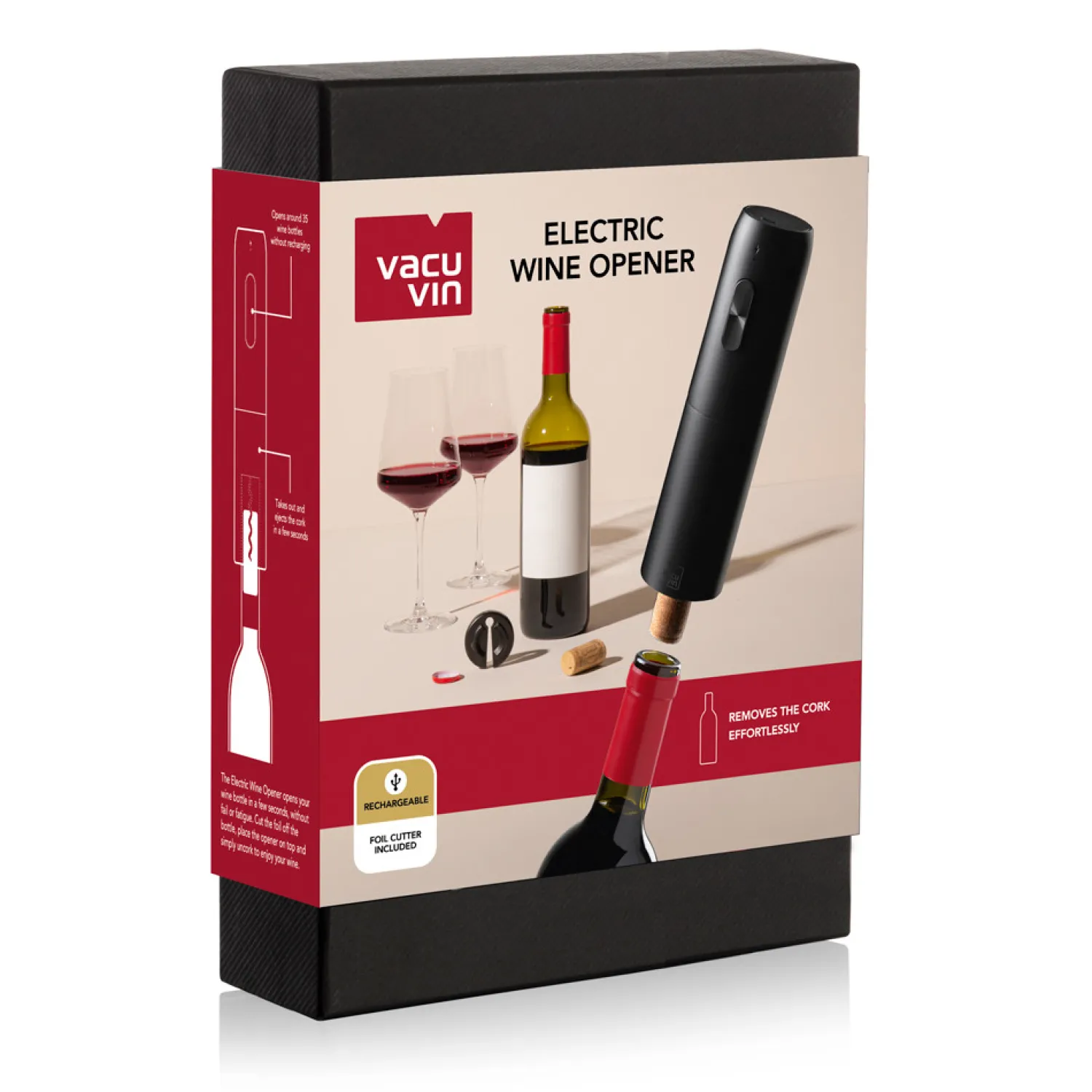 Vacu Vin Mixologie Et Oenologie^Tire bouchon électrique avec coupe capsule - vacuvin