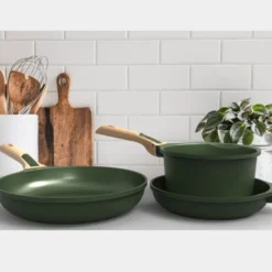 Cookut Cuisson Sur Plaque|Casseroles^Trio poêles et casserole amovibles vert fougère -