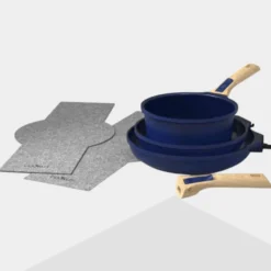 Cookut Cuisson Sur Plaque|Casseroles^Trio poêles et casserole amovibles bleu myrtille -