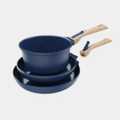 Cookut Cuisson Sur Plaque|Casseroles^Trio poêles et casserole amovibles bleu myrtille -