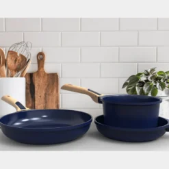 Cookut Cuisson Sur Plaque|Casseroles^Trio poêles et casserole amovibles bleu myrtille -