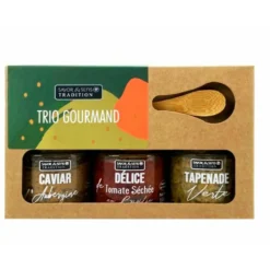 Savor et Sens Epicerie|Coffret À Offrir^Trio tartinables Aubergine. Tomate. Tapenade -